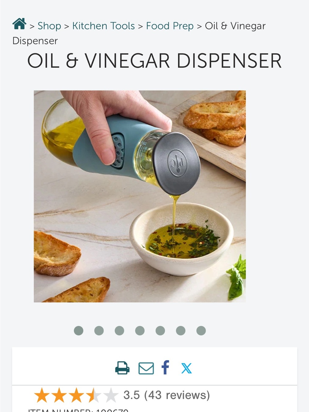 Pampered Chef Oil & Vinegar Dispenser
